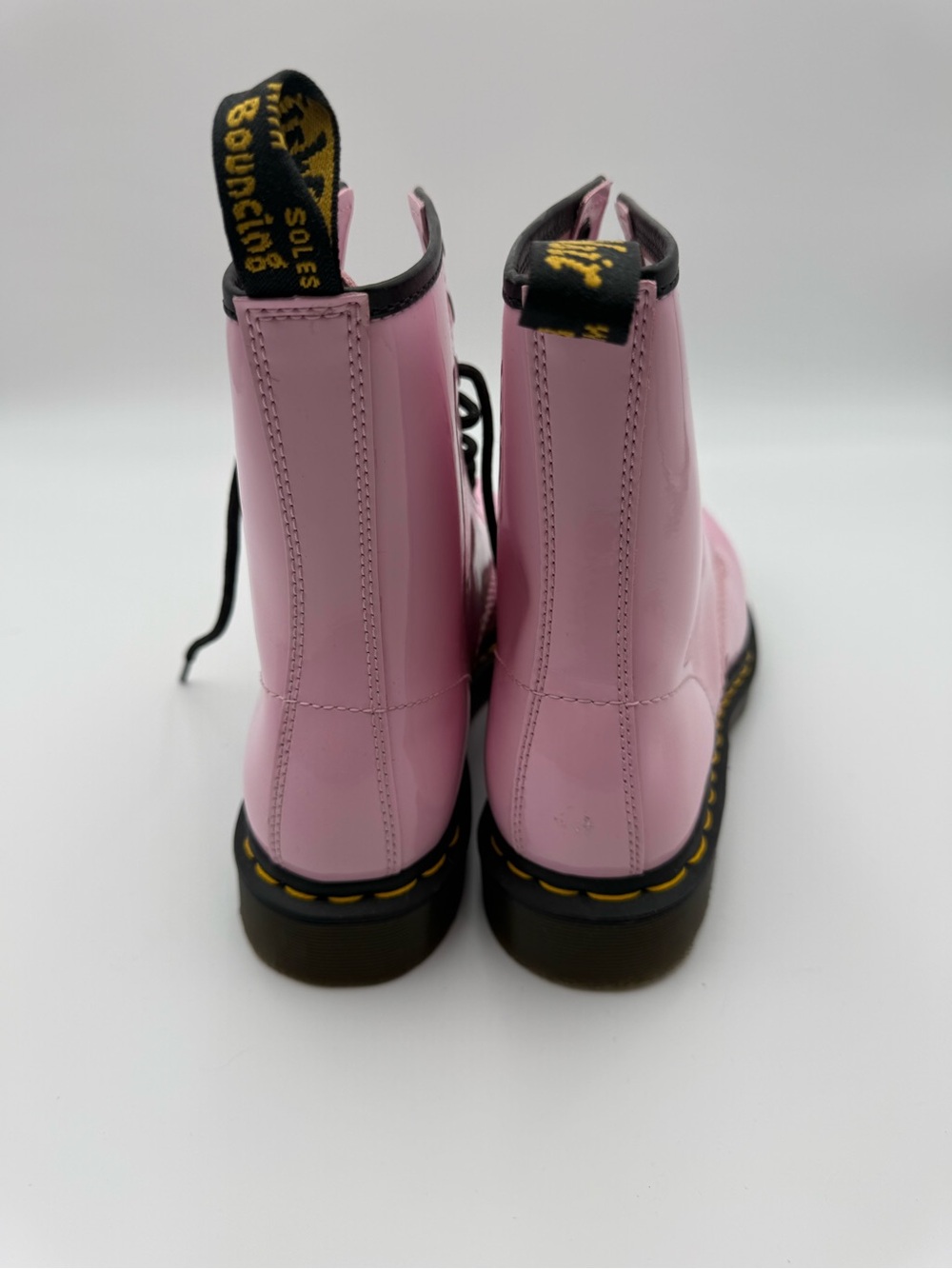 Dr. Martens Pink Patent Leather 8-Eye Lace-Up Boots - Picture 2 of 4